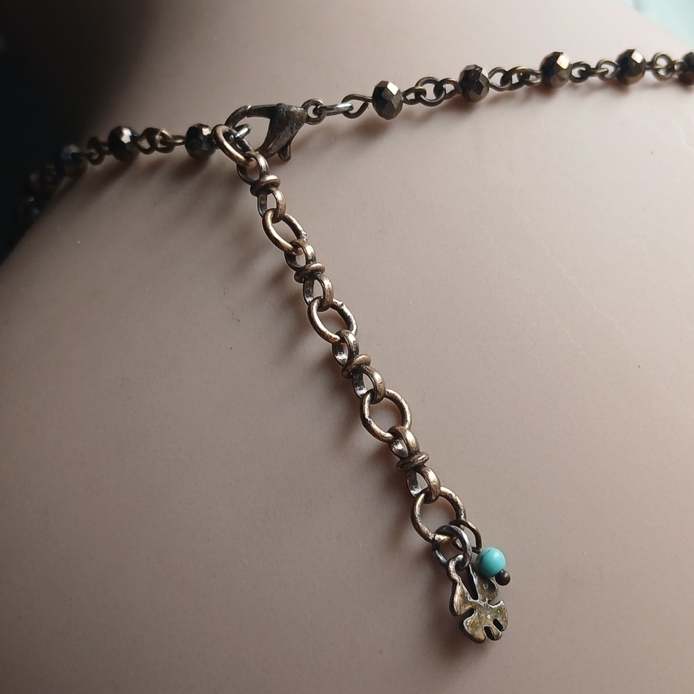 Amazing Lucky Brand Necklace Coppery Colors Feather Plus 2 Charms. Reversible - Picture 7 of 9